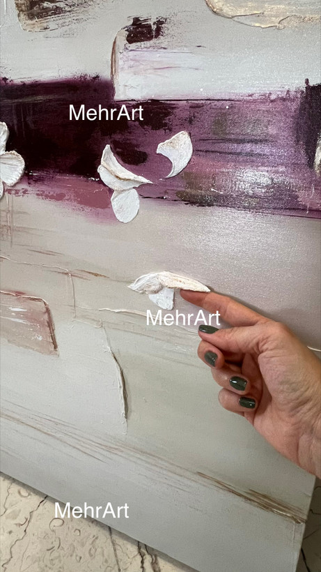 تابلو مدرن گل فوق برجسته - مهرآرت گالری