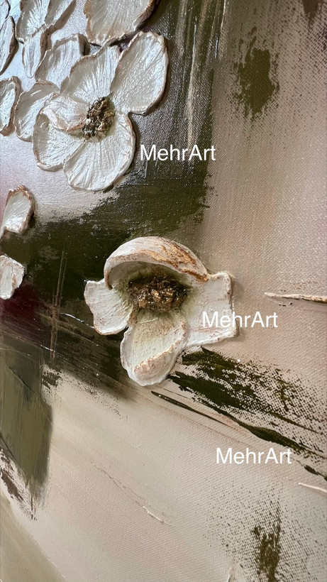 تابلو مدرن گل فوق برجسته - مهرآرت گالری