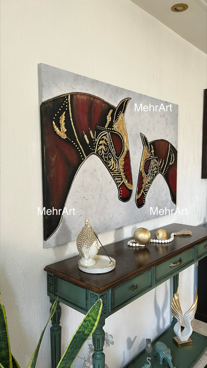 تابلو برجسته دو اسب - مهرآرت گالری