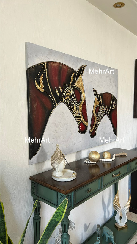 تابلو برجسته دو اسب - مهرآرت گالری