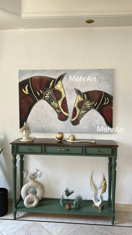 تابلو برجسته دو اسب - مهرآرت گالری