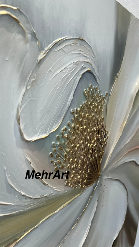 تابلو گل رؤیایی| نقاشی برجسته رنگ روغن | مهرآرت گالری
